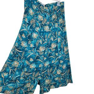 Sag Harbor Maxi Skirt Size XL Blue Floral Front Buttons Elastic Waist